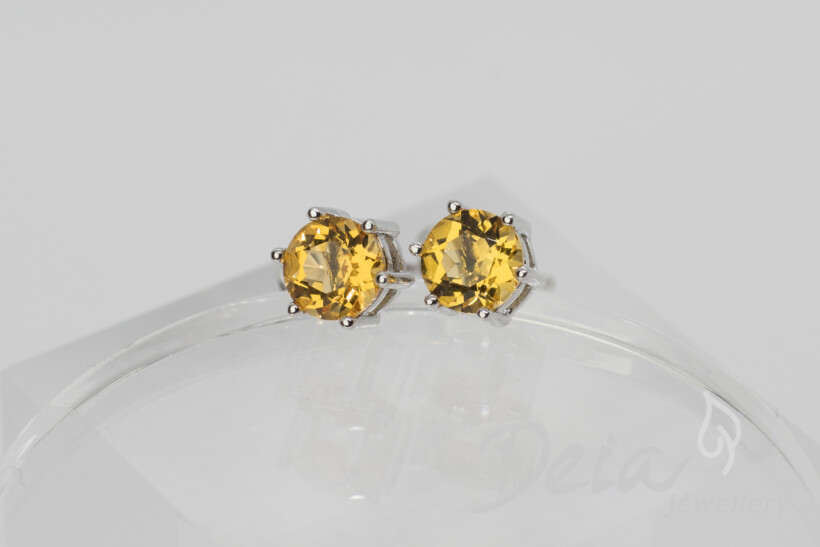 Strieborné náušnice s citrínom